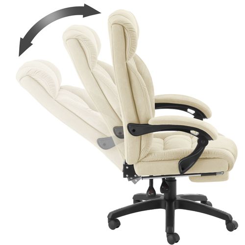 Chaise De Bureau Avec Repose-pieds Et Revêtement En Velours Beige