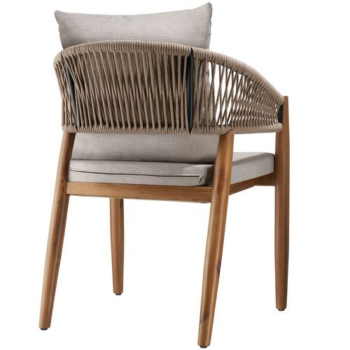 Lot De 6 Chaises De Jardin Au Design Corde Housses Déperlantes Sable