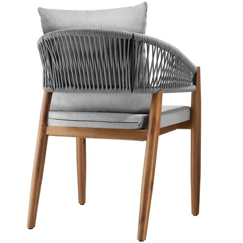 Lot De 4 Chaises De Jardin Au Design Corde Housses Déperlantes Grège