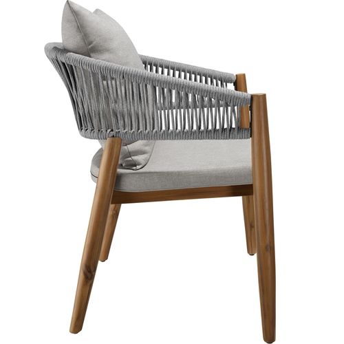 Lot De 4 Chaises De Jardin Au Design Corde Housses Déperlantes Grège
