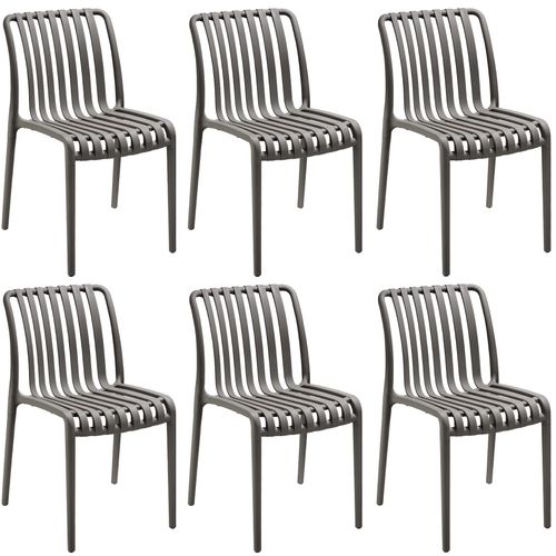 Lot 6 Chaises De Jardin Résistantes Intempéries Empilables Anthracite