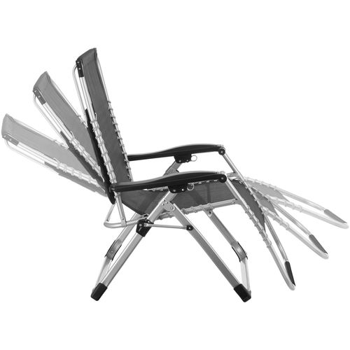 Chaise Longue Pliable Avec Dossier Flexible Et Repose-pieds Noir