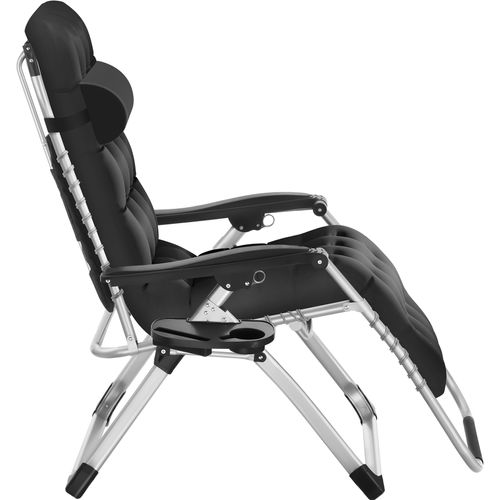 Chaise Longue Pliable Avec Dossier Flexible Et Repose-pieds Noir