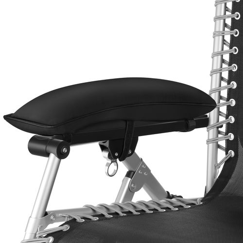 Chaise Longue Pliable Avec Dossier Flexible Et Repose-pieds Noir