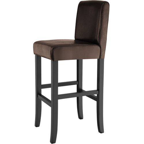 Lot De 6 Tabourets De Bar Bois Simili Cuir Avec Dossier Marron