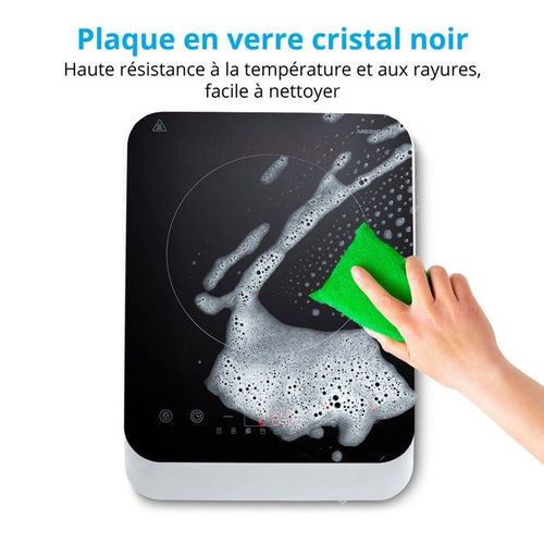 Plaque Induction Posable - Md18490 - 1 Foyer - 2000w - 60/240°c - 8 Programmes - L29 X P36 X H6 Cm