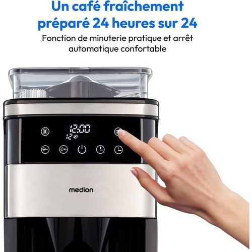 Cafetiere Filtre Digitale Avec Broyeur - 1000w - 1,5l - Silver