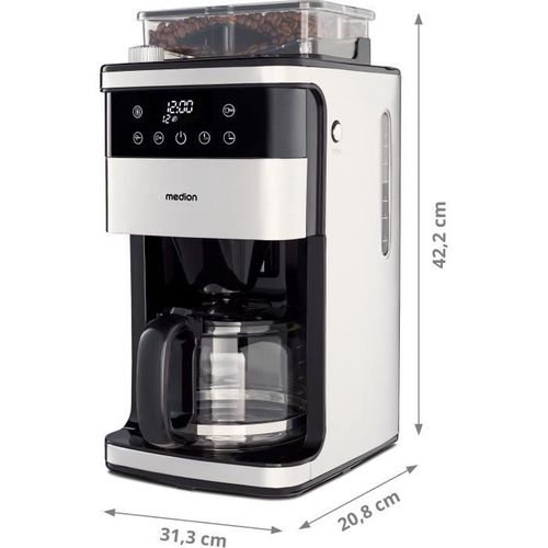 Cafetiere Filtre Digitale Avec Broyeur - 1000w - 1,5l - Silver