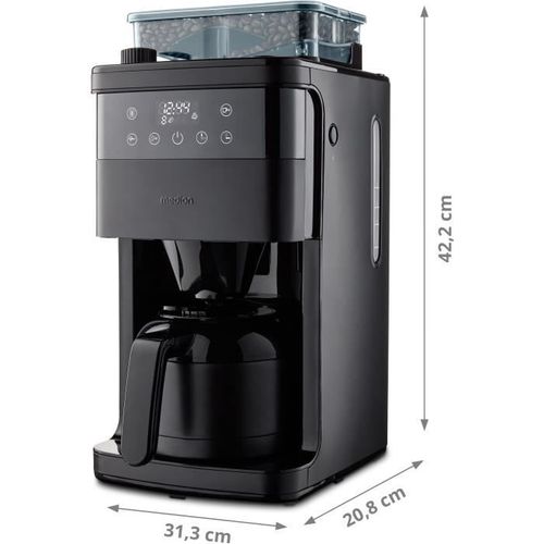 Cafetiere Filtre Digitale Isotherme Avec Broyeur - 1000w - 1,0l - Noir