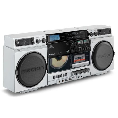Ghetto Blaster - Vintage - Dab+ - Cd/cassette/usb/mp3 - 2x10w Rms - Silver