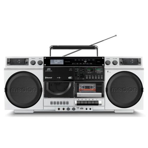 Ghetto Blaster - Vintage - Dab+ - Cd/cassette/usb/mp3 - 2x10w Rms - Silver