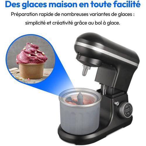 Robot Pâtissier - Md18420 - 1200 W - 5 L - 8 Vitesses - Bol à Glace - Noir