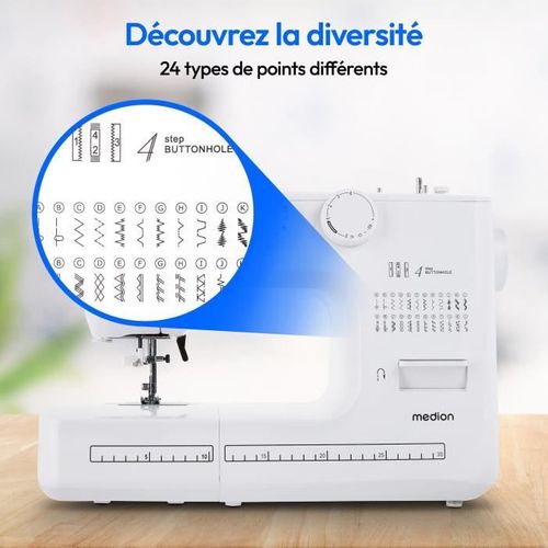 Machine à Coudre - Sm 60 - 62w - 24 Points + Points Doubles - 700 Tr/min - LED - Blanc