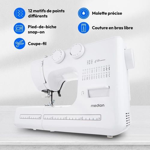 Machine à Coudre - Sm 60 - 62w - 24 Points + Points Doubles - 700 Tr/min - LED - Blanc