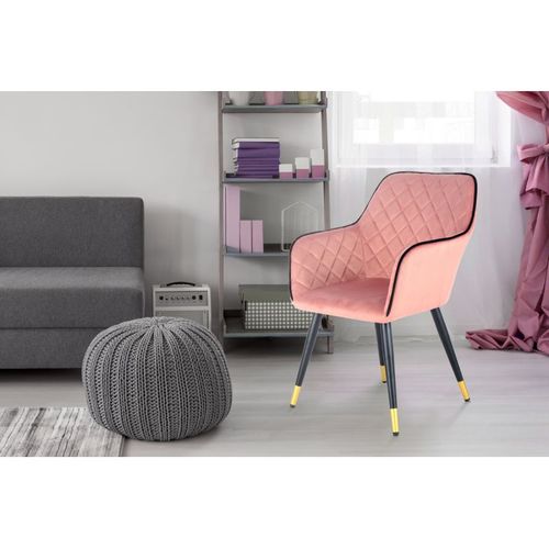 Chaise Déco En Velours "amino" 86cm Rose et Noir