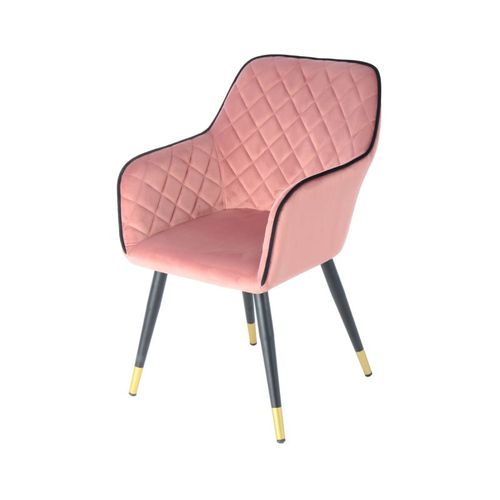 Chaise Déco En Velours "amino" 86cm Rose et Noir