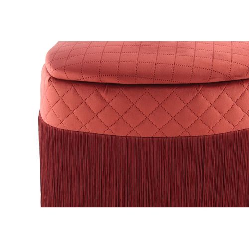 Pouf et Coffre De Rangement Avec Franges "paola" 48cm Bordeaux