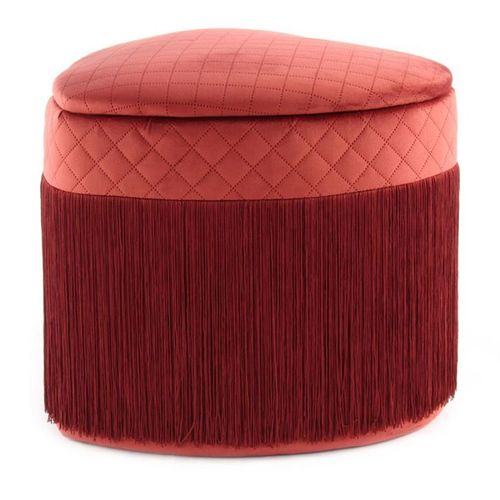 Pouf et Coffre De Rangement Avec Franges "paola" 48cm Bordeaux