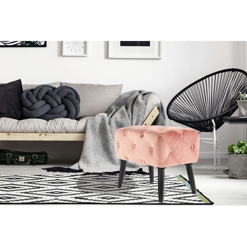 Tabouret En Velours "piano" 60cm Rose