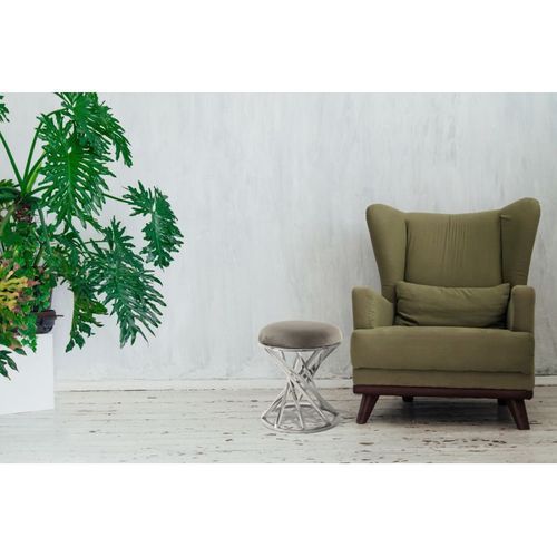 Tabouret Design "wesley" 49cm Gris et Argent