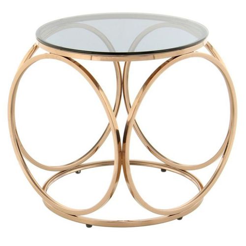 Table D'appoint Design "whitney" 52cm Gris et Or Rose