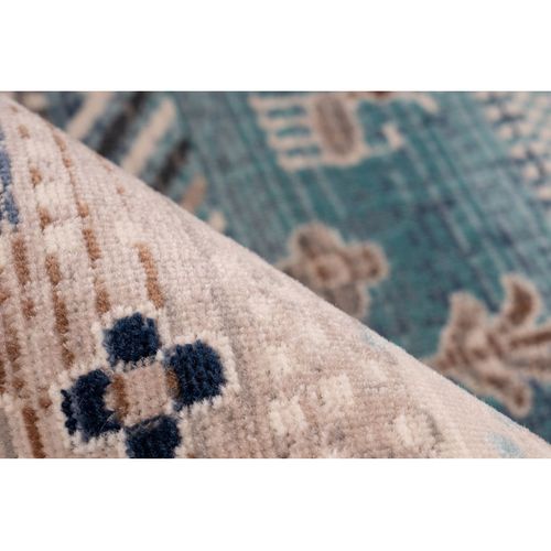 Tapis Ethnique à Poils Courts "anouk" Marron et Bleu 80 X 150 Cm