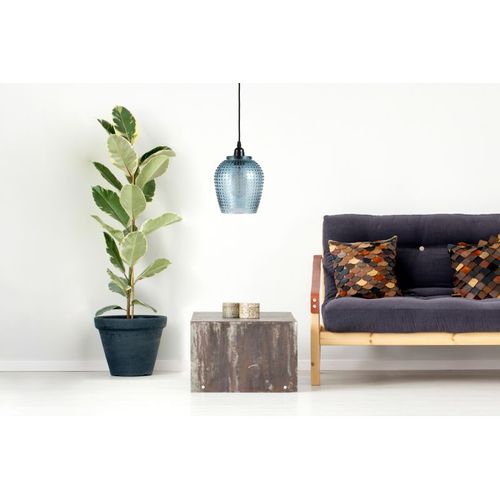 Lampe Suspension En Verre "riva" 27cm Bleu