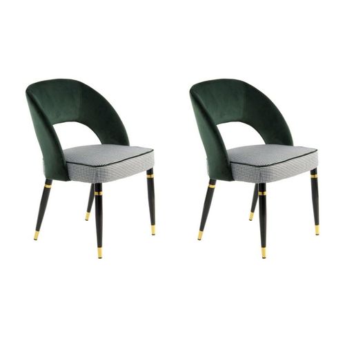 Lot De 2 Chaises En Velours "courtney" 83cm Vert et Or