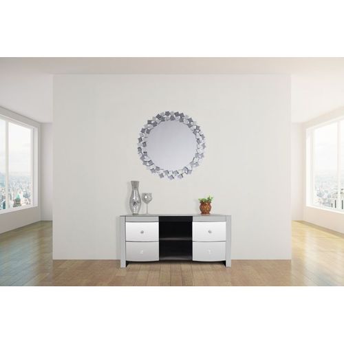 Miroir Mural Design "mosaic" 80cm Gris et Argent