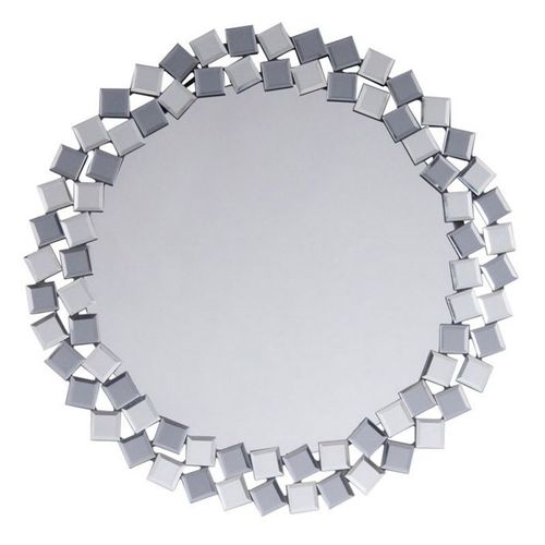 Miroir Mural Design "mosaic" 80cm Gris et Argent