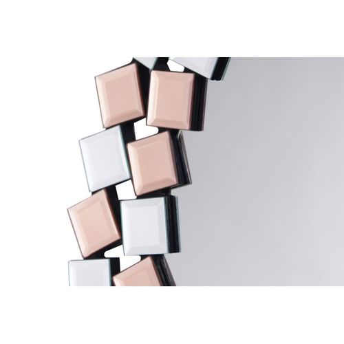 Miroir Mural Design "mosaic" 80cm Argent et Rose