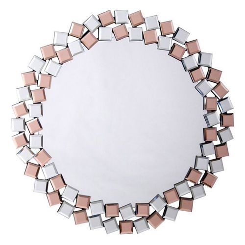 Miroir Mural Design "mosaic" 80cm Argent et Rose