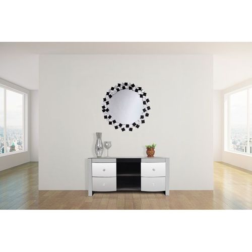 Miroir Mural Design "mosaic" 80cm Argent et Noir