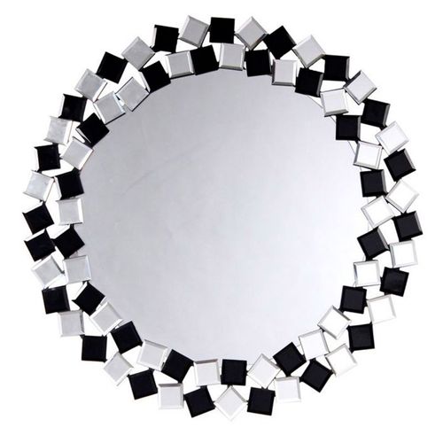 Miroir Mural Design "mosaic" 80cm Argent et Noir