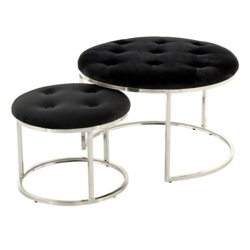 Lot De 2 Tabourets "becky" 60cm Noir et Argent