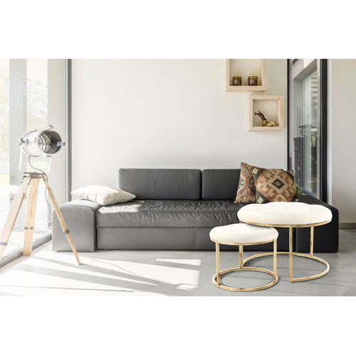 Lot De 2 Tabourets "becky" 60cm Ivoire et Or