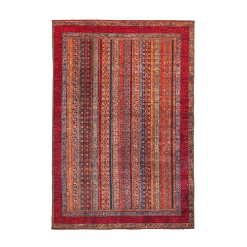 Tapis D'orient Imprimé Rayé "fayo" Rouge 110 X 180 Cm