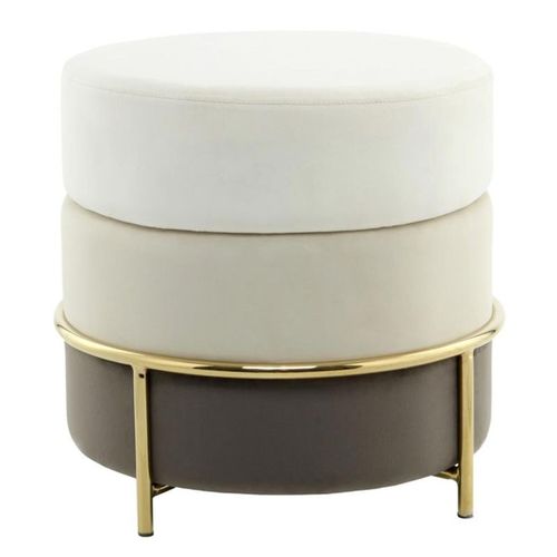 Pouf Rond Design En Velours "matilda" 48cm Crème