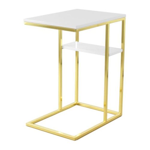 Table D'appoint Design "maud" 60cm Blanc et Or