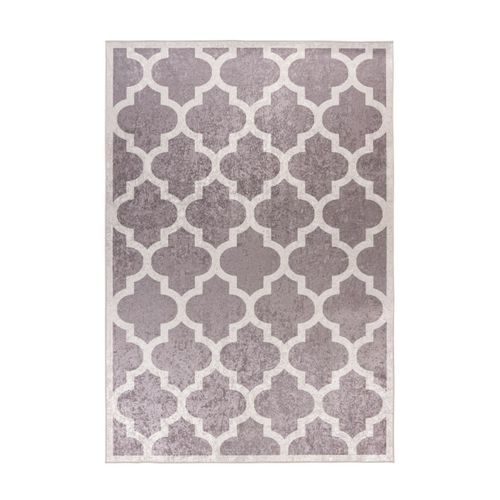 Tapis Imprimé à Poils Courts "sally" Taupe et Crème 80 X 150 Cm