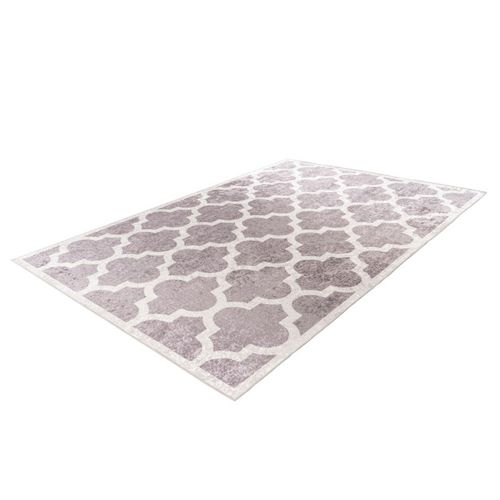 Tapis Imprimé à Poils Courts "sally" Taupe et Crème 160 X 230 Cm