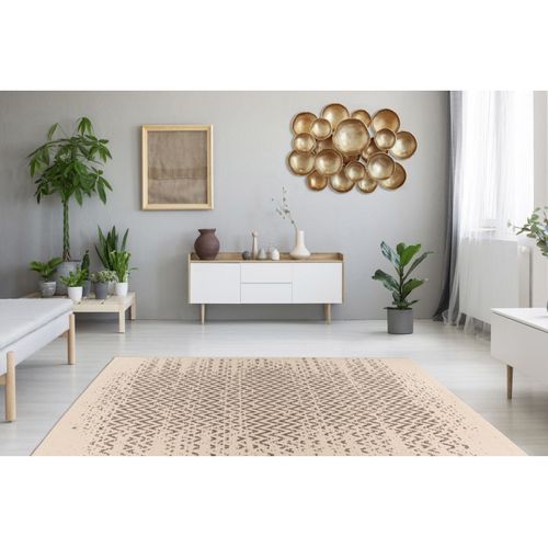 Tapis Tissé à Poils Plats "splash" Crème 120 X 170 Cm