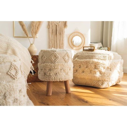 Tabouret Bohème Fait à La Main "bohist" 50cm Naturel
