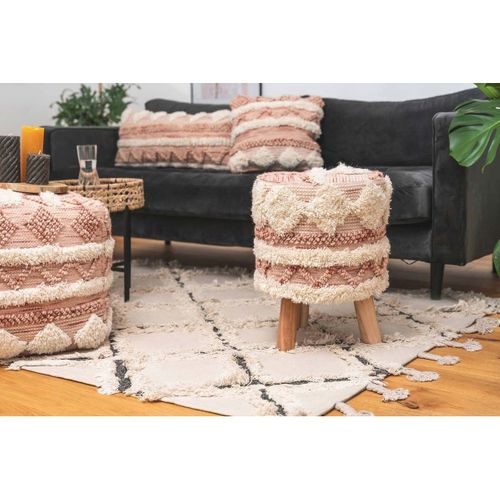Tabouret Bohème Fait à La Main "bohist Ii" 50cm Rose
