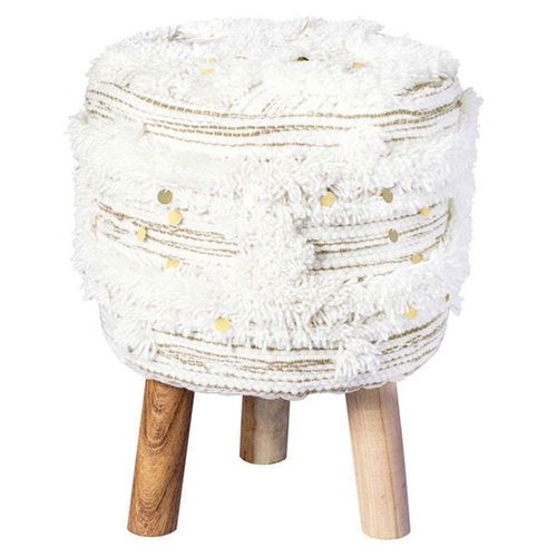 Tabouret Bohème Fait à La Main "bohist Iv" 50cm Crème et Kaki