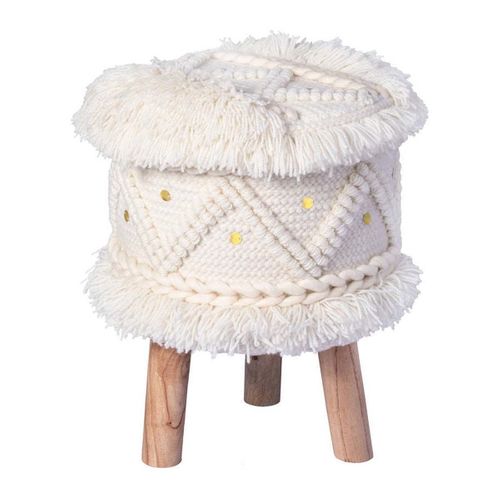 Tabouret Bohème Fait à La Main "bohist V" 50cm Crème