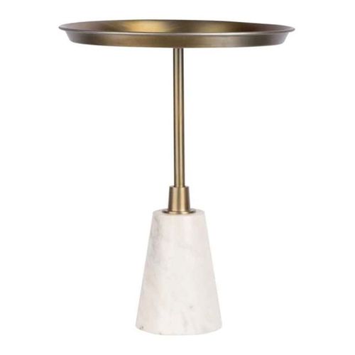Table D'appoint Design "grant" 51cm Blanc et Or
