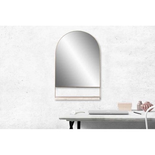 Miroir Mural et Étagère Design "doha" 69cm Blanc