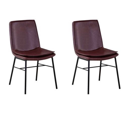 Lot De 2 Chaises Design "brady" 84cm Marron Clair et Foncé