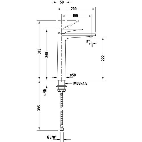 Mitigeur Lavabo Taille XL Duravit Tulum Chromé